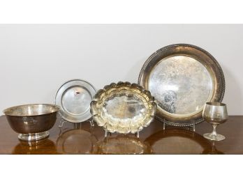 Assortment Of Silver Plated Trays And Bowls