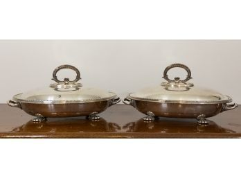 Pair Of Mapping Brothers Footed Serving Dishes
