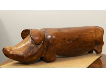 Carved Folk Art Wooden Pig