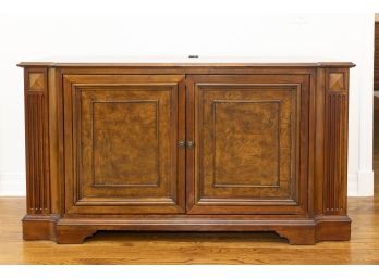 Ethan Allen Sliding Door Entertainment Cabinet With Side Storage