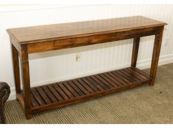 Farmhouse Wooden Console Table With Under Shelf