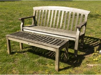 Gloster Weathered Teak Bench And Table