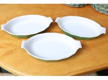 Set Of Three Green Oval Baking Dishes By Emile Henry