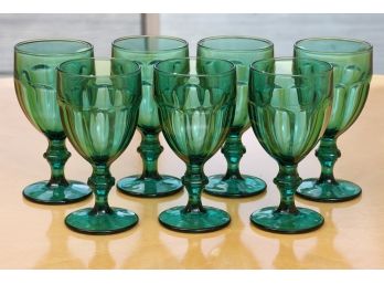 Set Of Seven Emerald Green Goblets