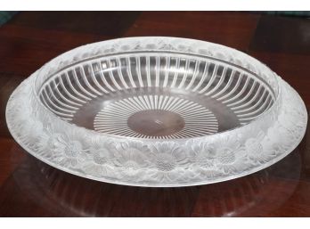 Antique French Large Crystal Glass Bowl, 'Marguerites' By Rene Lalique