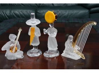 Four Saint-Louis Crystal Musician Figurines