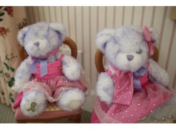 Set Of Two Build-A-Bear Purple Bears Each With A Chair