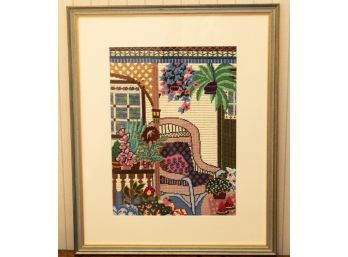 Small Framed Porch Chair Patterned Needlepoint