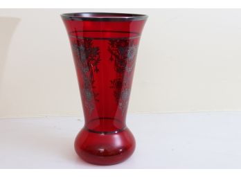 Mid-Century Art Deco Ruby Red Glass Vase
