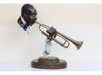 New Orlean's Style Bronze Sculpture 'Hello Louis Armstrong' By Paul Wegner