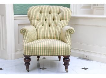 Tufted Stripe Upholstered Armchair On Wheels