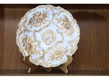 Meissen Rococo Porcelain Plate With Gilded Flowers And Gold Edge