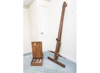 Wood Easel And Art Supply Case