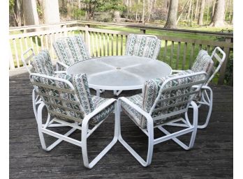 Outdoor Dining Set Of A Round Table And 6 Chairs