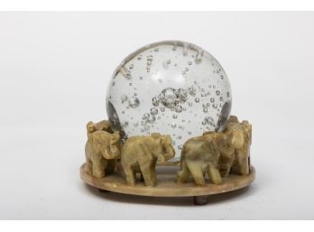 Carved Elephant And Bubble Glass Decor