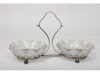 Frosted Glass Relish Condiment Serving Dishes