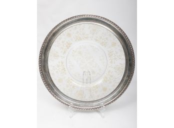 Sterling Silver And Acid Etched Glass Platter Marked Fisher