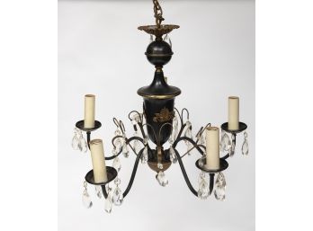 Empire Style 5 Light Chandelier With Drop Crystals