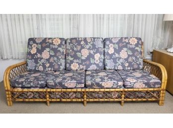 Mid Century Bamboo 4 Cushion Sofa In The Style Of Ficks And Reed