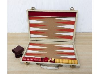 Backgammon Game With Bakelite Pieces And Case