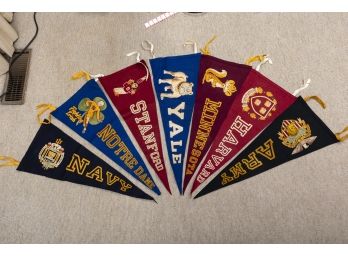 Vintage Pennants Including Harvard, Notre Dame And More