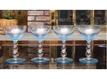 Crystal With Blue Wine Glasses- A Set Of 4
