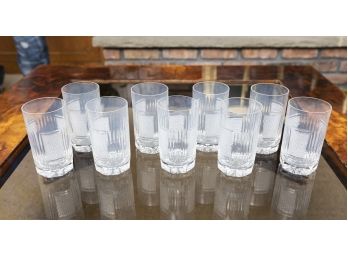 Textured Crystal Tom Collins Glasses - A Set Of 9