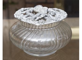 RW Cliffe Pewter Covered Crystal Bowl