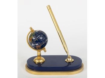 Lapis Lazuli & Gold Rotating Globe & Pen Holder