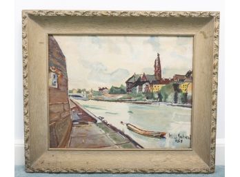 Will Schwaz Boat Scene Painting