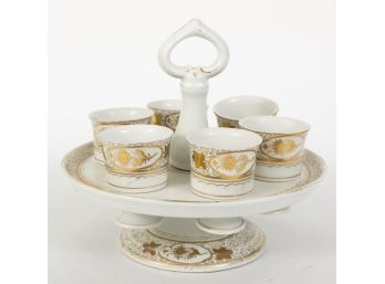 Vintage Porcelain 6 Egg Cruet Stand / Egg Cups & Stand