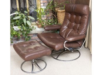 Vintage Ekornes Stressless Lounge Chair And Ottoman