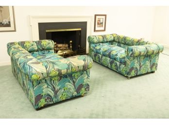 Pair Of Leaf And Floral Design Sofas.