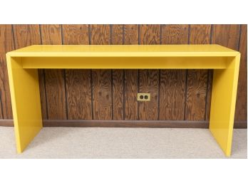 Mid Century Yellow Lacquered Console Table In The Style Of Milo Baughman