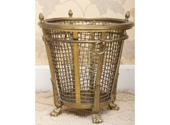Vintage  Woven Mesh Brass Waste Basket
