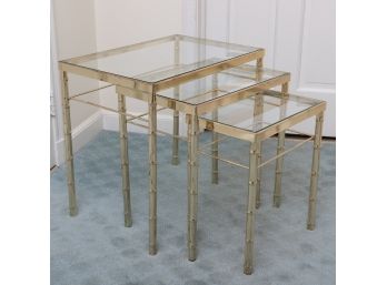 Brass Faux Bamboo Nesting Table Set