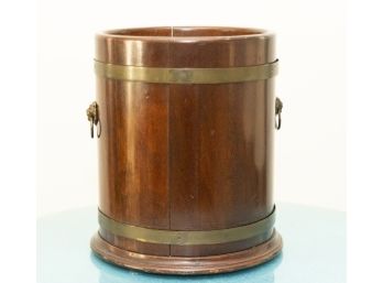 1900s Edwardian Wood Bucket With Brass Braces