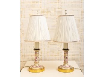 Pair Vintage Mid Century Ceramic Bedside Lamps