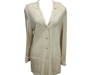 Donna Karan New York Ivory Cardigan Sweater Jacket Size M