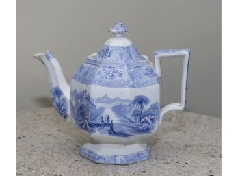 Blue And White Teapot (crack In Spout)