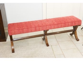 Custom Upholstered Walnut Base Bench