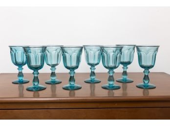 Set Of 8 Blue Drinking Glasses