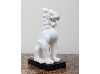 Ceramic Foo Dog Sculpture On Stand