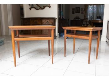 Two Mismatch Mid Century Side Tables