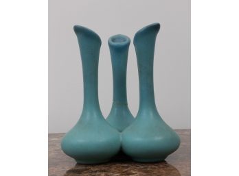 Van Briggle Pottery Turquoise Tri-Tip Vase