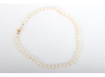 Faux Pearl Necklace With 14K Gold Clasp