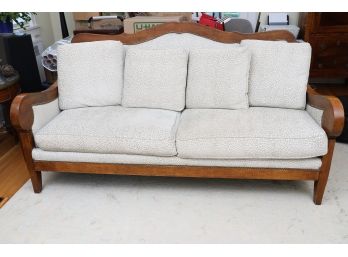 Carved Mahogany Sofa With Animal Print Upholstery