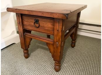 Walnut Side Table With Central Drawer