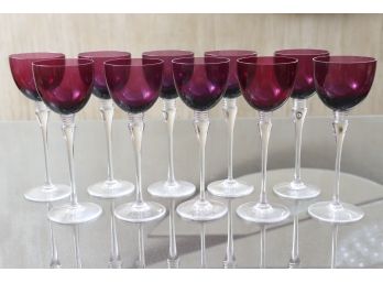 Set Of 10 'Grand Lieu' Ruby-Colored Wine Glasses By Saint-Louis Crystal