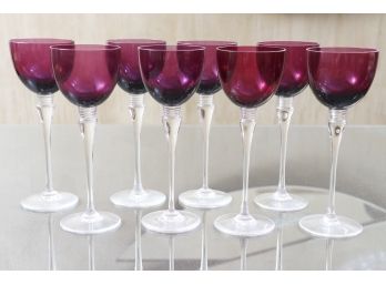 Set Of 8 'Grand Lieu' Ruby-Colored Wine Glasses By Saint-Louis Crystal